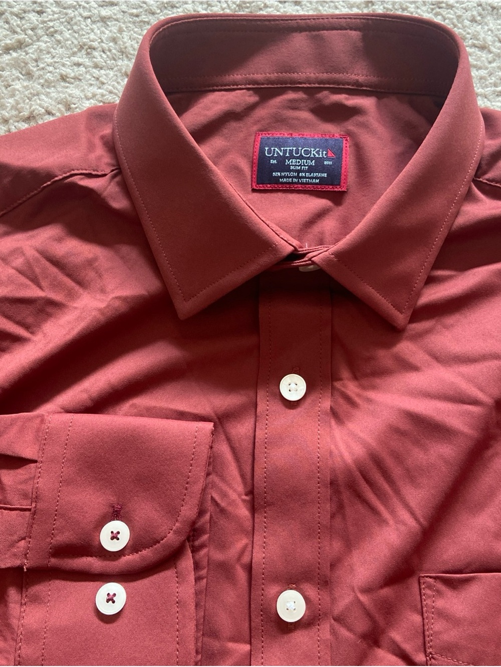 UNTUCKit Men's Rust Red Long-Sleeve Button-Down Shirt